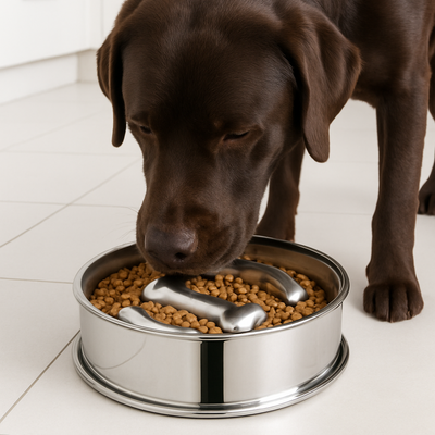 Stainless Steel Reversible Slow Pet Feeder