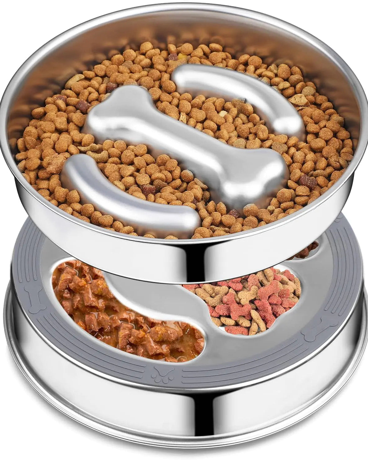 Stainless Steel Reversible Slow Pet Feeder